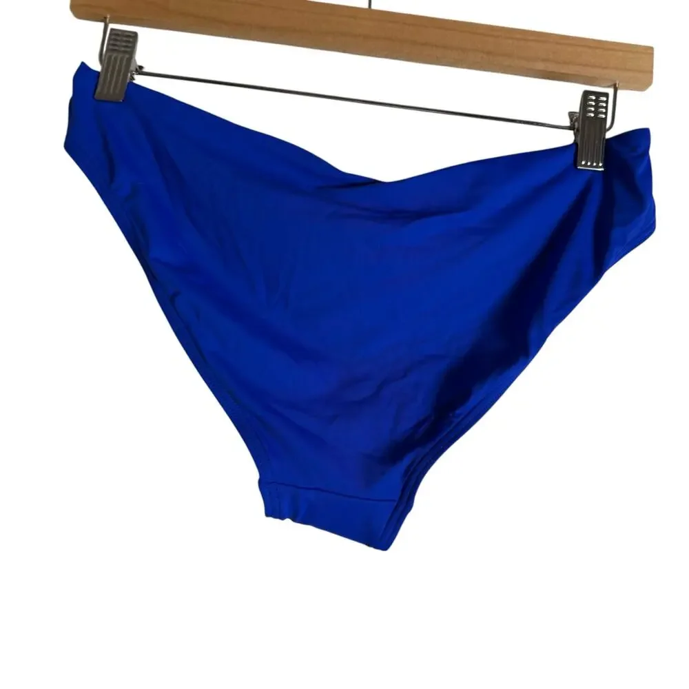 Sea Level Essentials Cobalt Blue Ruffled Hipster Two Piece Bikini Swimsuit Set 8 - Picture 9 of 13